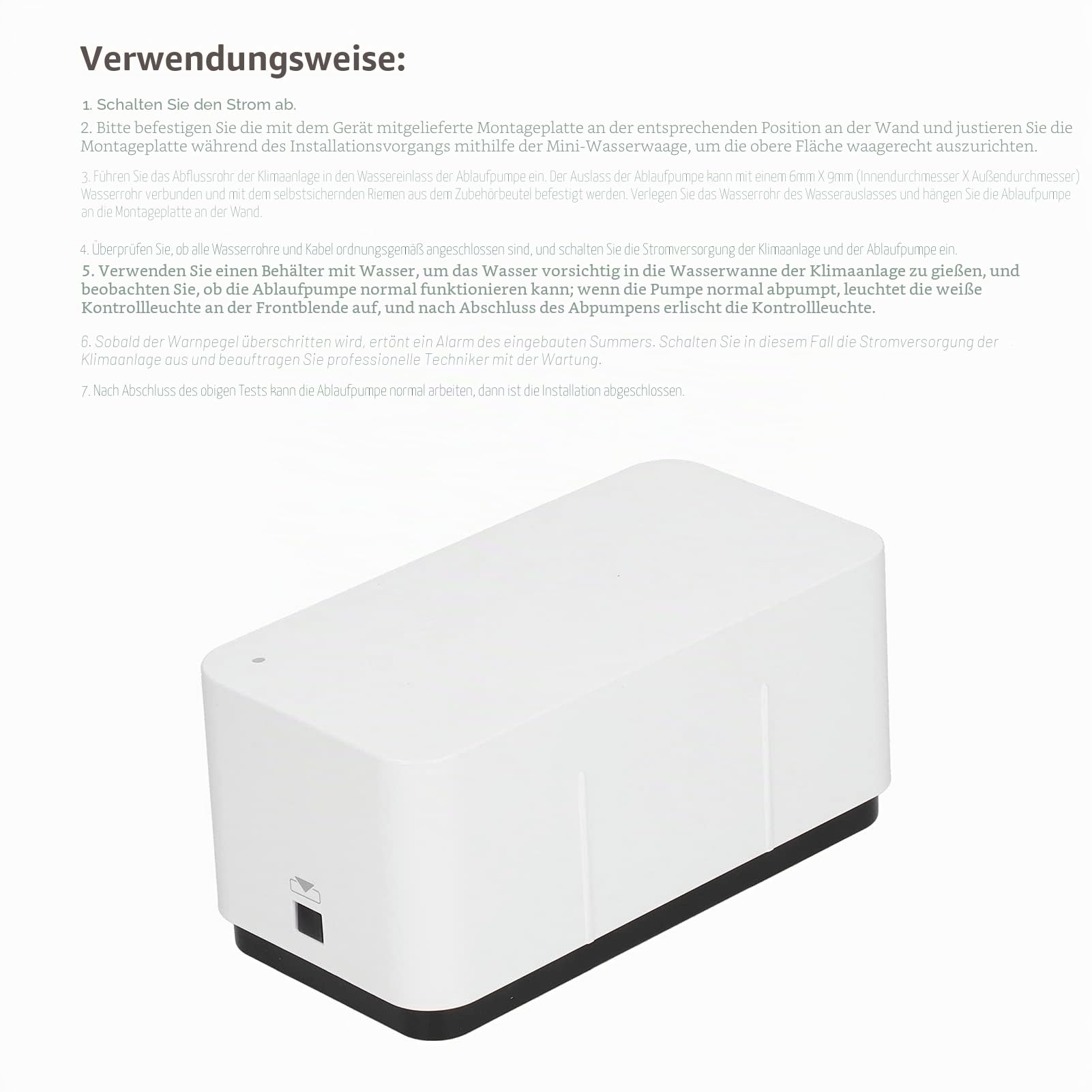 Automatische Kondensatpumpe, 110–240 V 50–60 Hz 24 M³/h Hebepumpe Geräuscharm Klimaanlagen-Ablaufpumpe mit 200 Ml Wasserspeicher für HLK Luftentfeuchter Öfen Klimaanlagen