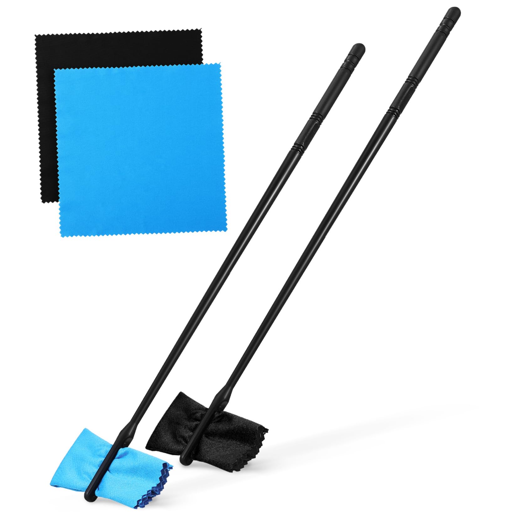 HANABASS 2 Pcs Flute Cleaning Rods with Cleaning Cloths Polishing Swabs for Flute Maintenance Easy to Use for Sound and Appearance