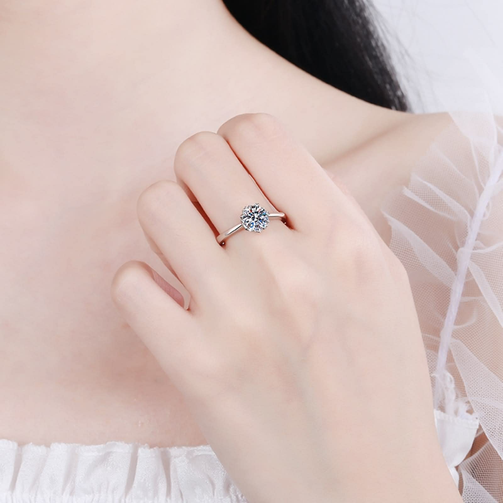 Anello dell'amicizia sottile, anello di fidanzamento in oro bianco 925 fiocco di neve regali per le donne