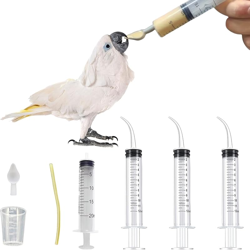 Kit de Seringas para Alimentação de Aves Bebês Suxgumoe com Tubos, Copo Medidor de 50 mL e Colher