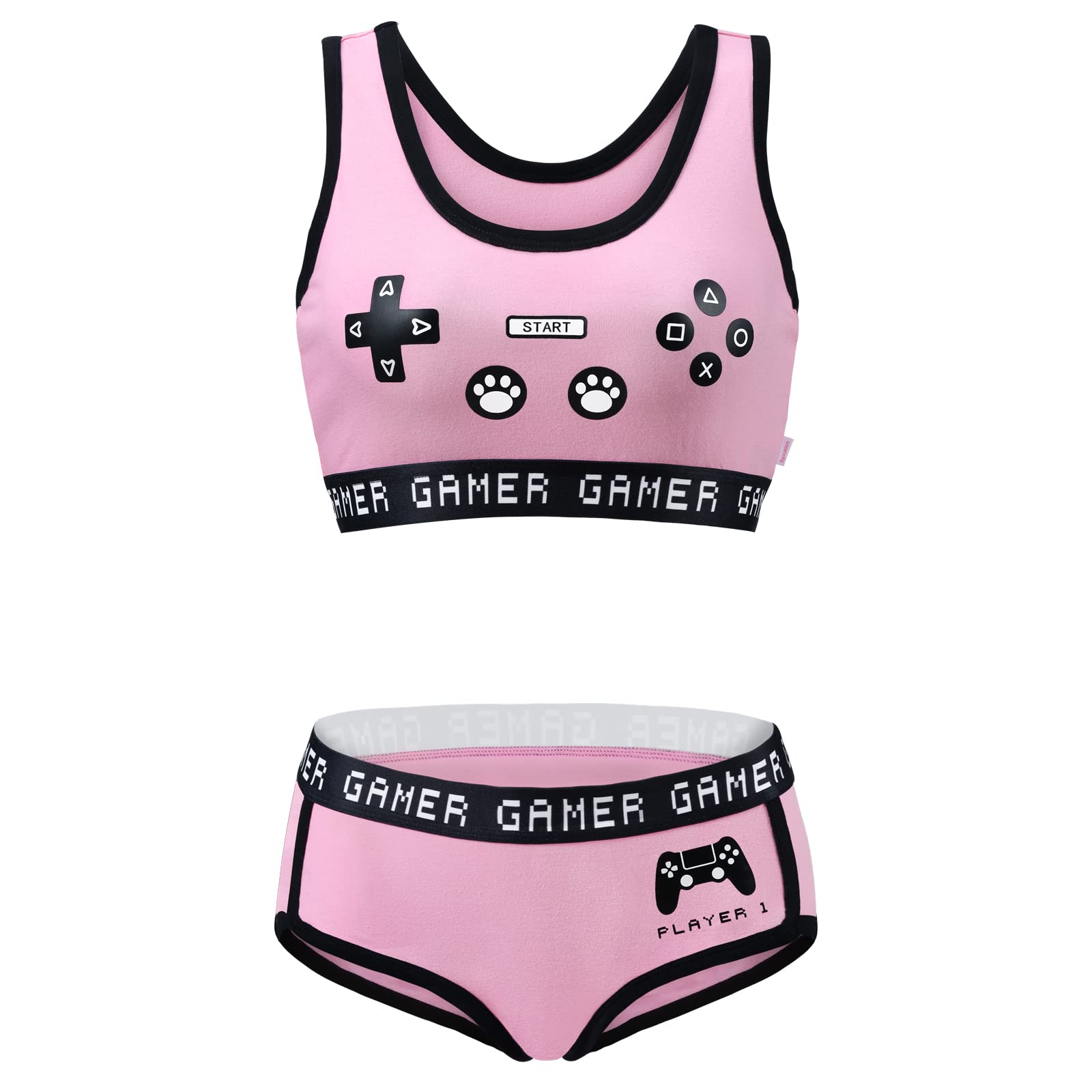 Littleforbig Women Cotton Camisole and Panties Sports loungewear Bralette Set - Playgirl: X-Small Pink