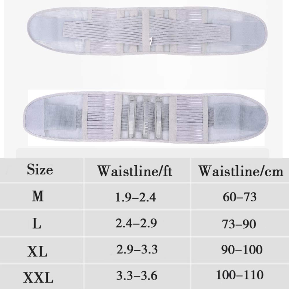 Faja Lumbar para Hombres Mujeres, Cinturón de Apoyo Lumbar con Correas de Compresión Ajustables para Alivio del Dolor en Parte Baja de Espalda,XL