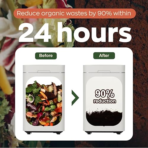 Miniatura 5 de Reencle Compostador eléctrico Gravity  Compostador de cocina de 22 litros  Se descompone 3.3 libras diariamente, compostaje interior inodoro y