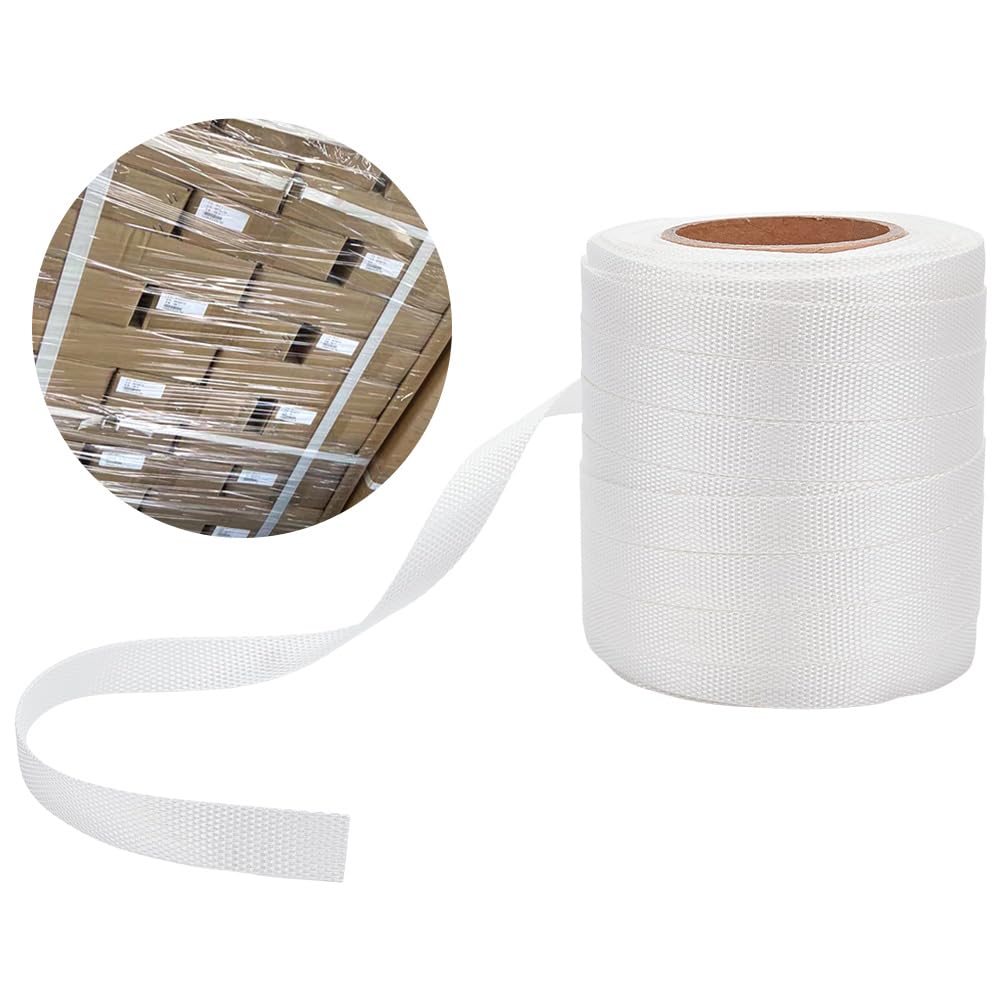 FINGERINSPIRE 100 m Lange Rolle Gewebtes Umreifungsband 19mm Starkes Hochleistungsband Geeignet Für Kartonverstärkung Paketbündelung Kabelorganisation Logistik Verpackung Industrielle Anwendungen