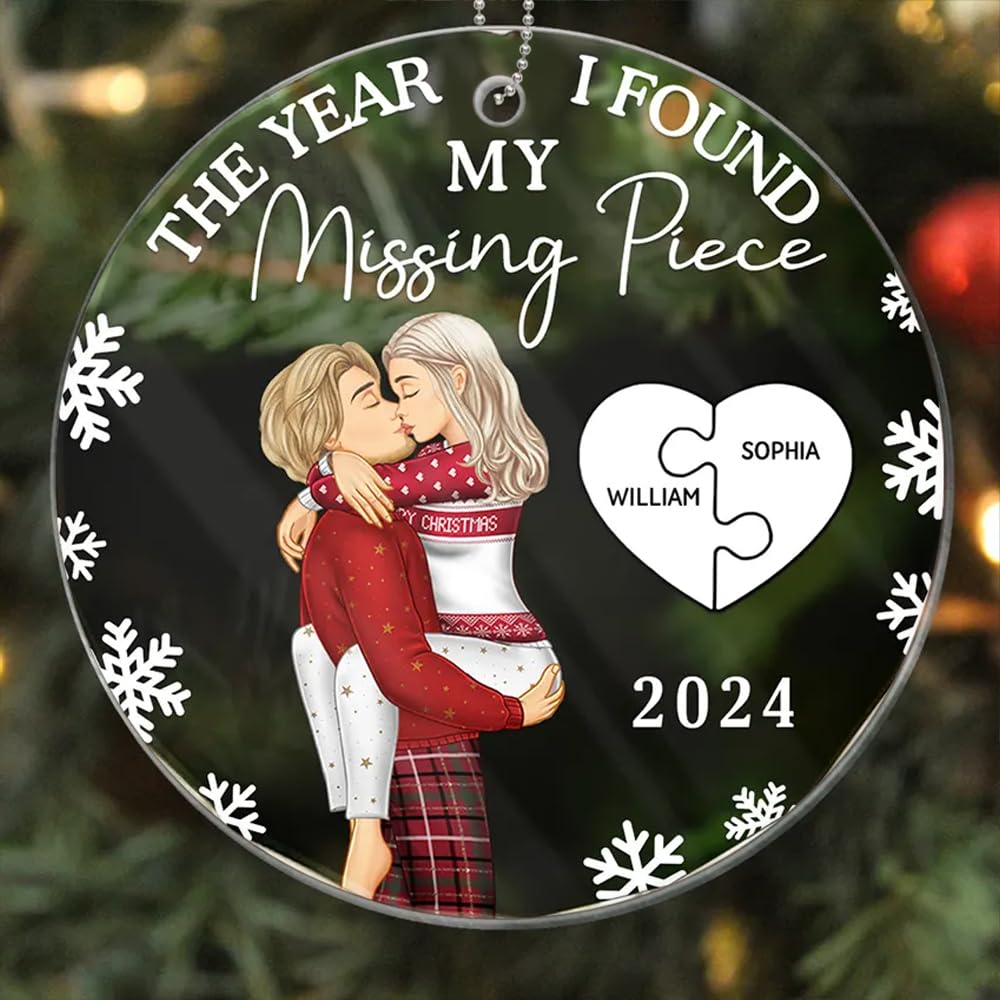 Customized Couple Ornament The Year I Found My Missing Piece Ornament Custom Husband Wife Ornament Gift For Wife Girlfriend Husband Boyfriend on Birthday Christmas