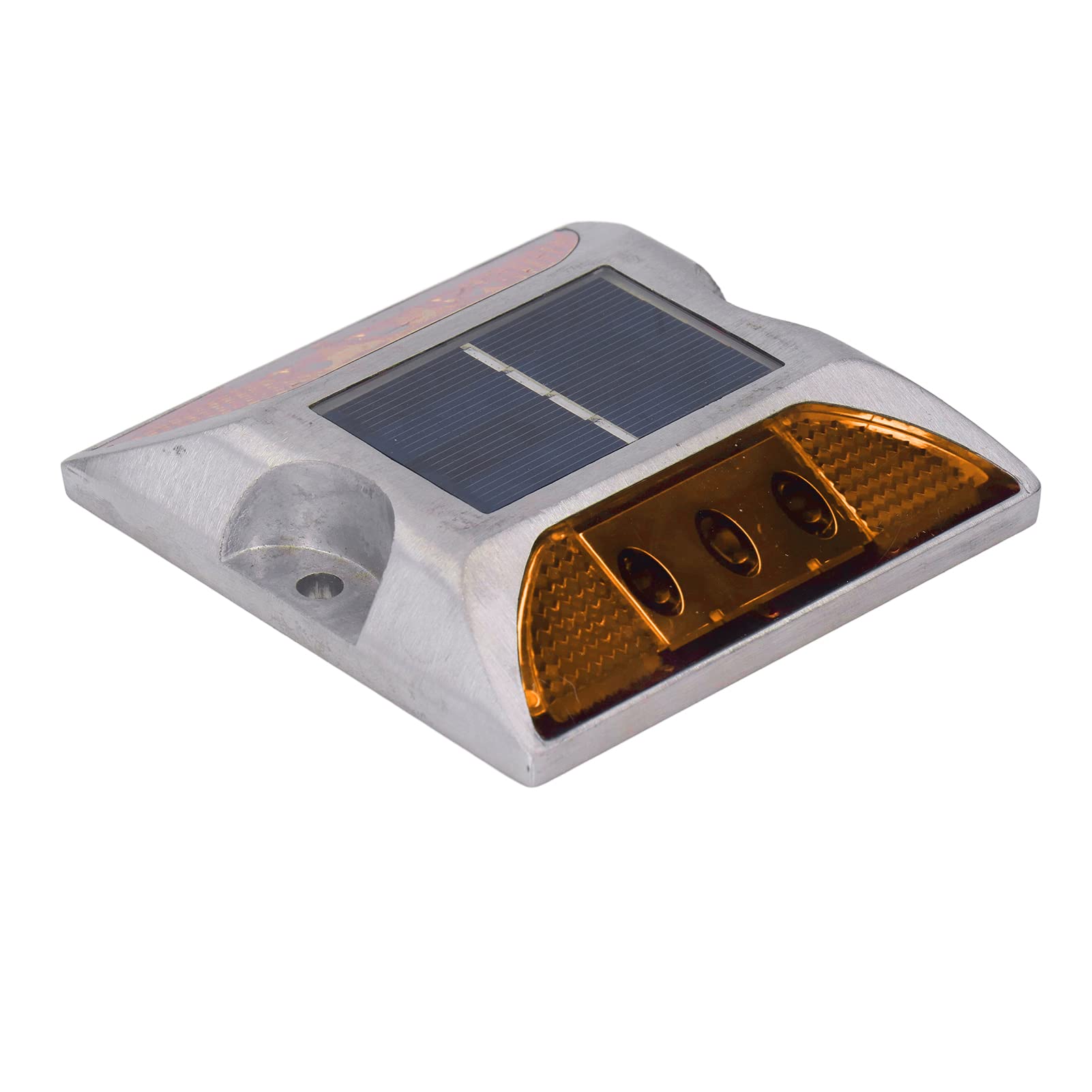 Thonlai Solar Road Stud Light, Aluminum Alloy IP68 with Light Sensing for Driveway Sidewalk Stair Outdoor Road Safety Marker (Yellow Lighting)