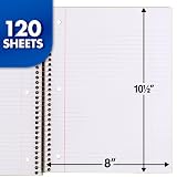 Mead Spiral Notebook, 3 Subject, College Ruled Paper, 120 Sheets, 10-1/2" x 8", Color Selected For You, 1 Count (05748) – view 5