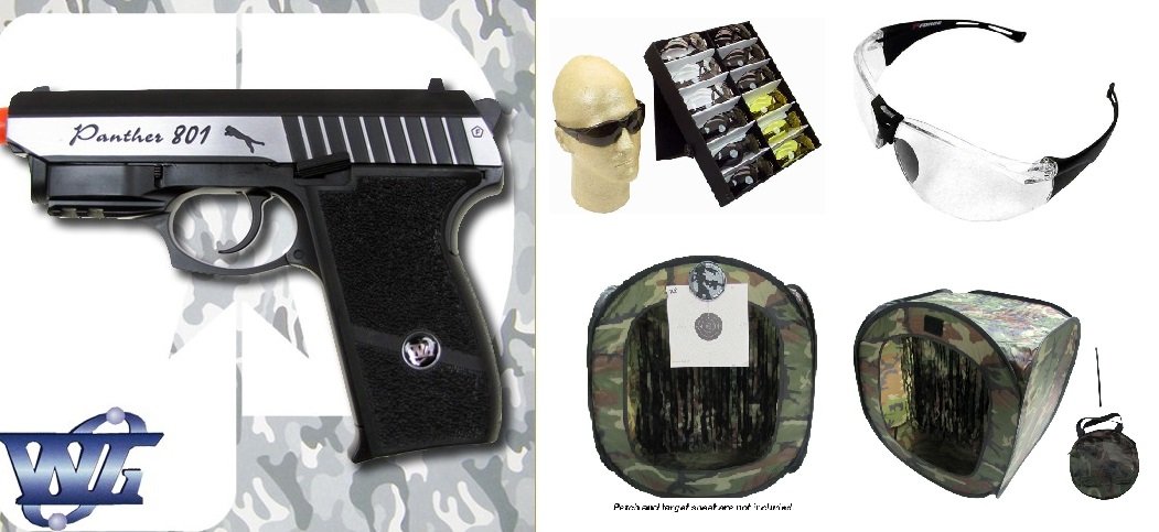 cbb-4801 wingun full metal semi auto co2 blowback pistol with free safty shooting glasses and free target trip tent(Airsoft Gun)