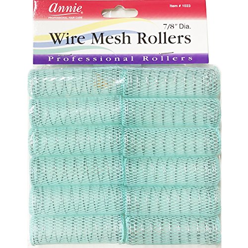 Annie Wire Mesh Rollers #1023, 12 Count Green Medium 7/8 Inch (3 Pack)