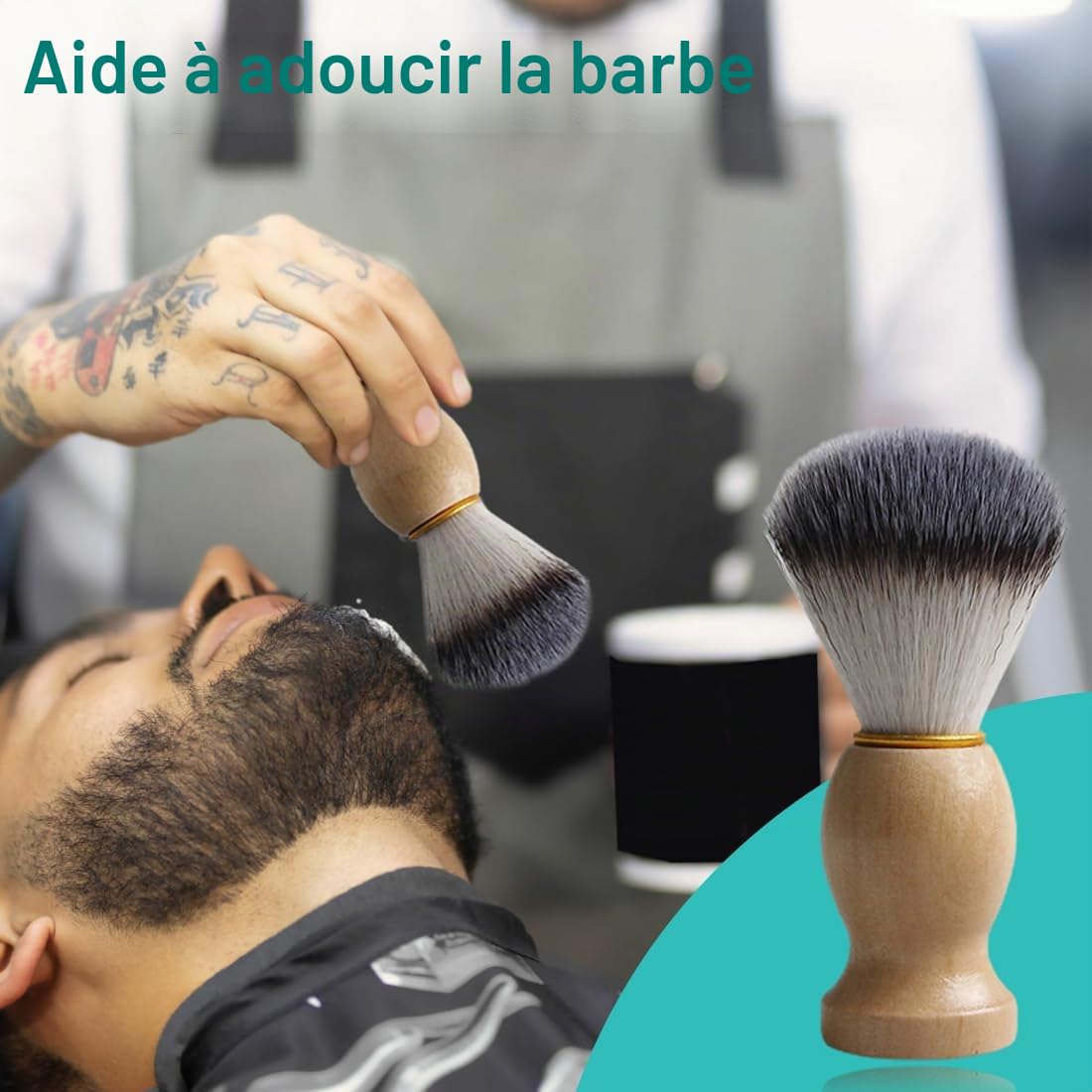 1 Pièce Blaireau Rasage Homme,Blaireau de Rasage, Une Peau Douce, pour Le Rasage Humide avec Le Rasoir（Couleur du bois）