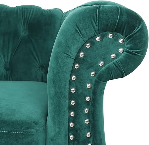Miniatura 58 de Sofá Chesterfield de terciopelo, sofá tapizado clásico capitoné, moderno de 3 plazas, muebles largos con respaldo copetudo para sala de estar y