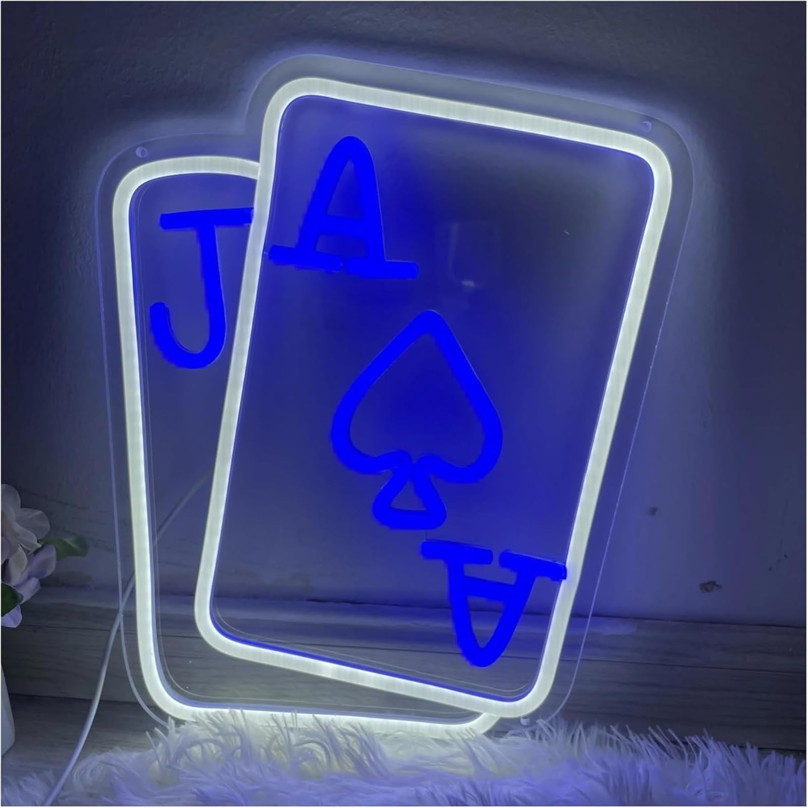 Wexxaii neon Light Sign for neon Lamp for Playing for Cards for Sign for Powered Adjustable Brightness 20cmx38cm(B)