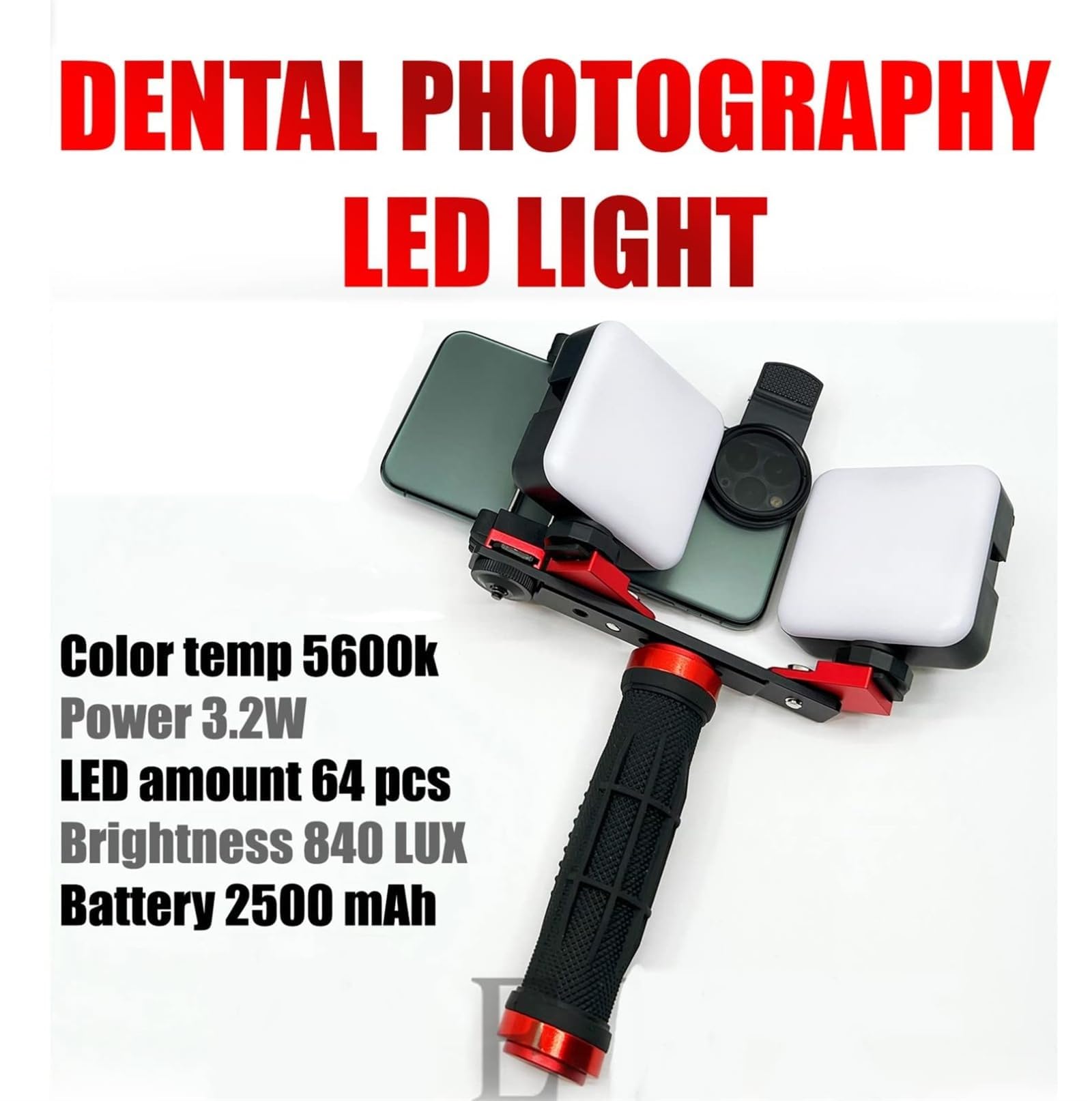 Portable Dental Light For Photography, Rechargeable Cell