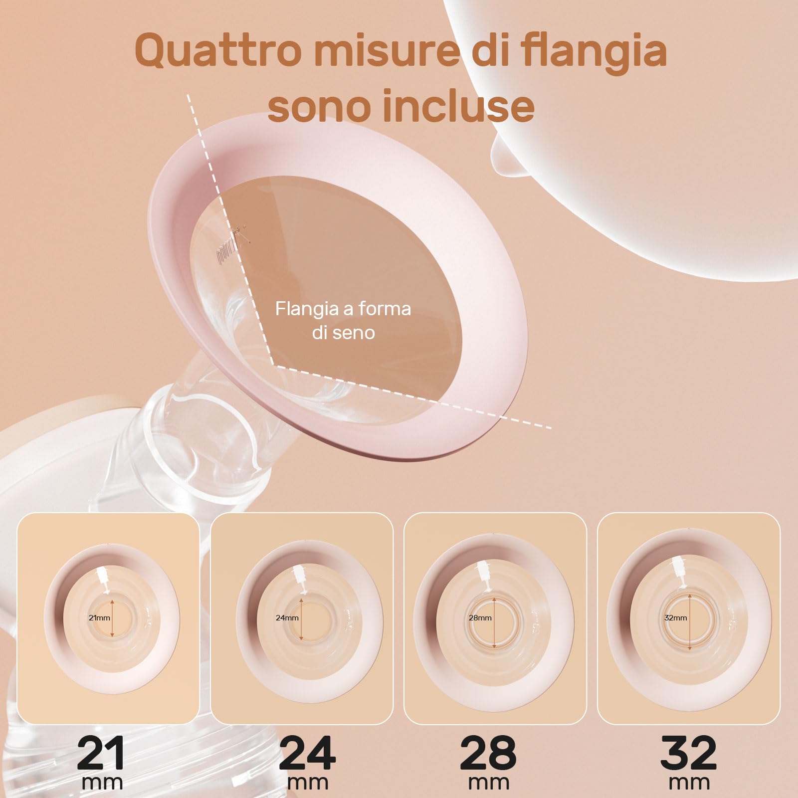 Tiralatte Elettrico, NCVI 8102 Tiralatte, Batteria Aggiornata da 4400mAh con Luce Notturna, Touchscreen, 4 Modalità e 9 Livelli, 10 Sacchetti Latte Materno, Flange da 21/24/28/32mm