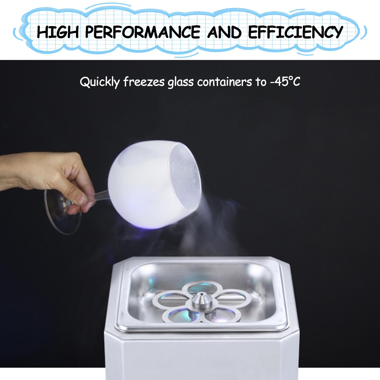 Glas Froster Chiller, Mini CO2 Glas Gefrierschrank für Wein, Cocktails & Bier, friert Gläser bis -45°C ein, LED-Neonlicht, ideal für Mixgetränke und Partys