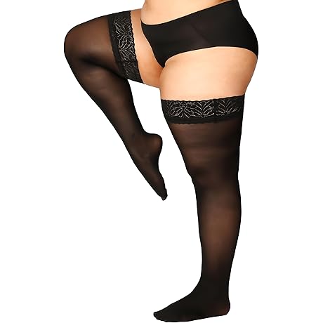 Enhance Your Curves: Plus Size Thigh High Stockings, Sheer Seduction for Every Woman