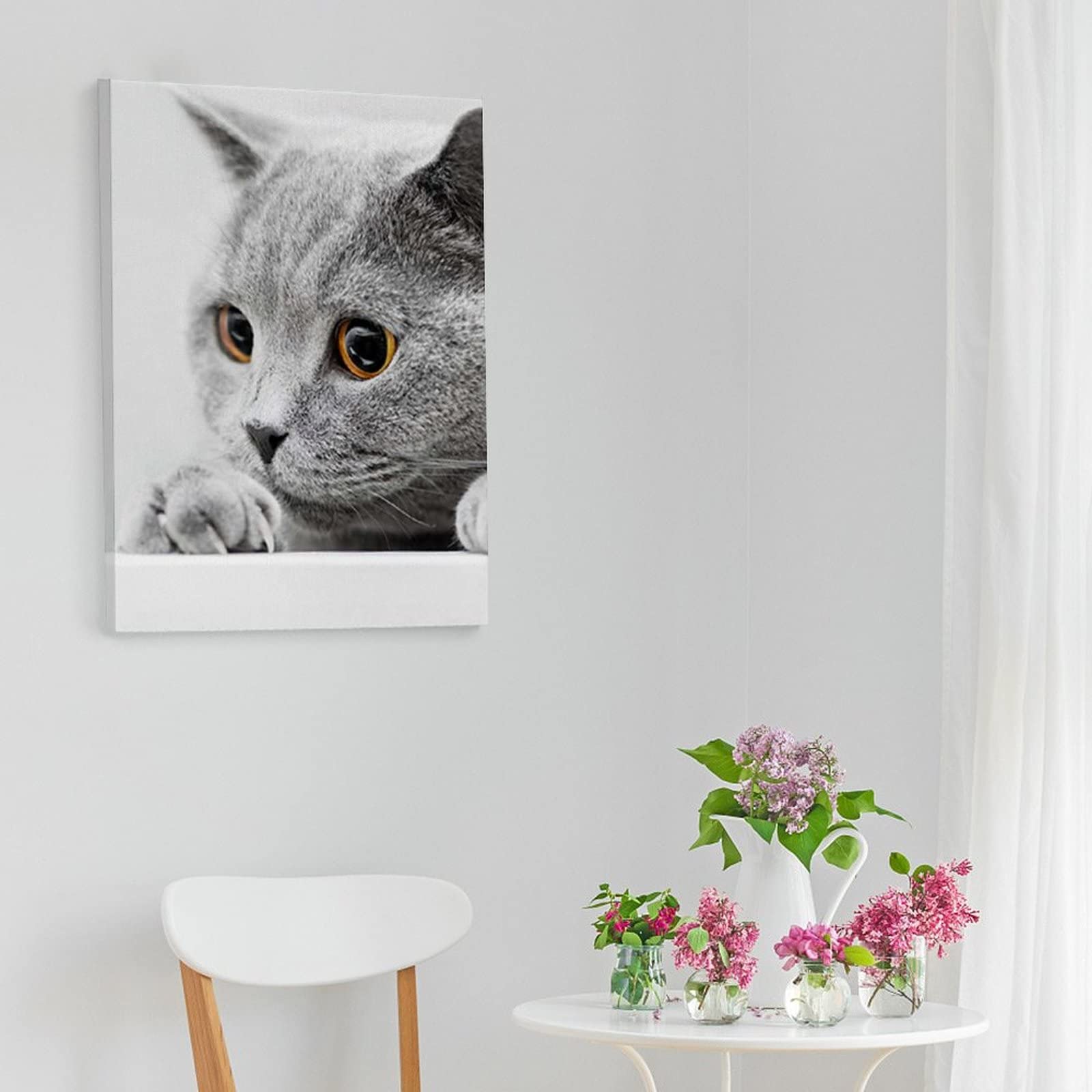 Amazon｜猫 ブリティッシュ・ショートヘア アートパネル 絵画
