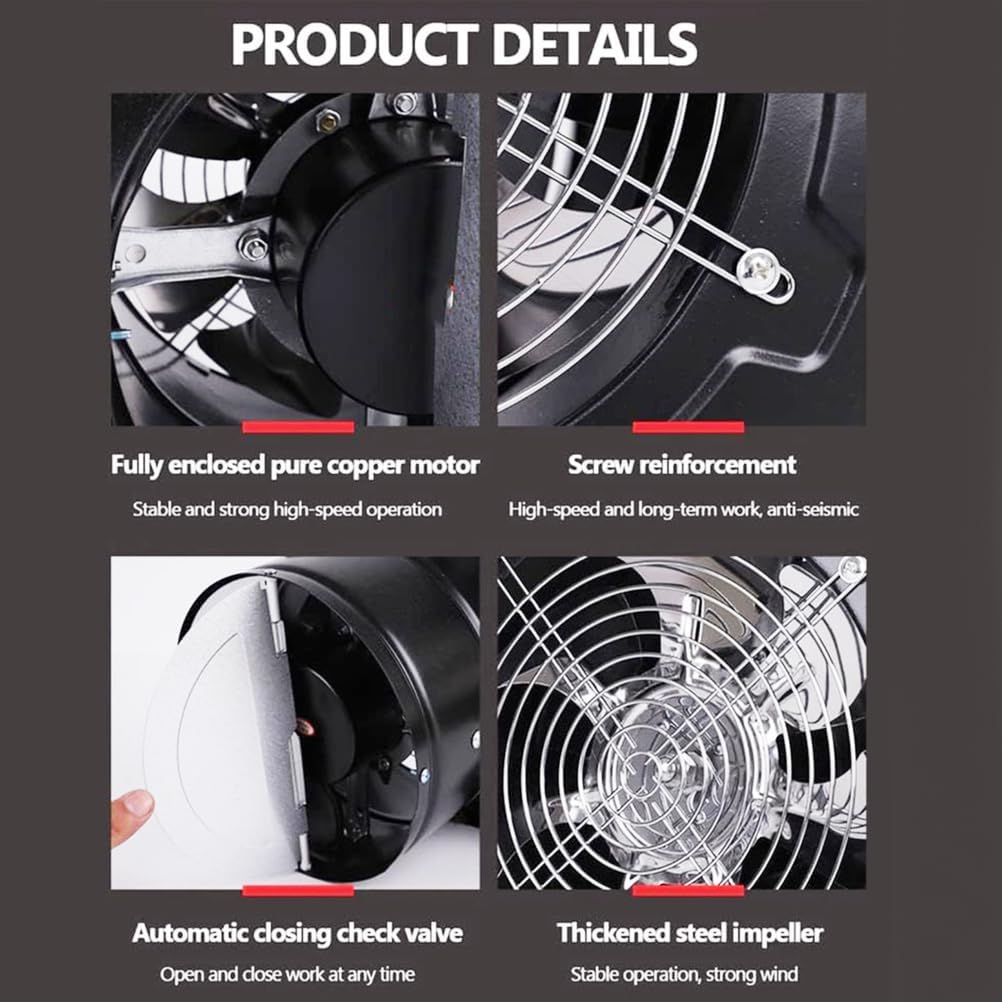 Efficient Explosion Proof Fan Industrial Axial Air Blower Fan, 7Inch Through Wall Extractor Exhaust Ventilation Fan Industrial Portable Air Blower Ventilato