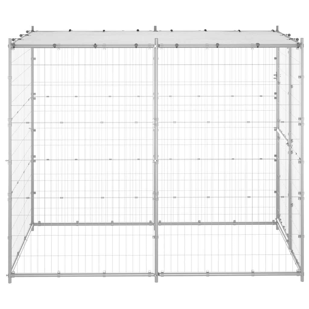 vidaXL Chenil Extérieur Acier Galvanisé avec Toit 110x220x180 cm Enclos Cage