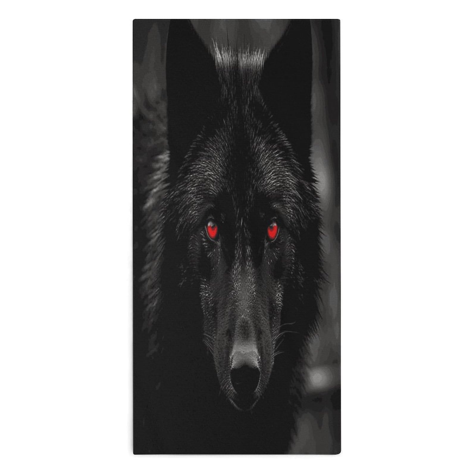 VstaDank Black Red Eyed Wolf Towel Quick Dry Absorbent Towels for Beach Thin Soft Lightweight Travel Bath Towel Sand Free Super Microfiber Face Towels for Sport Bath Adults