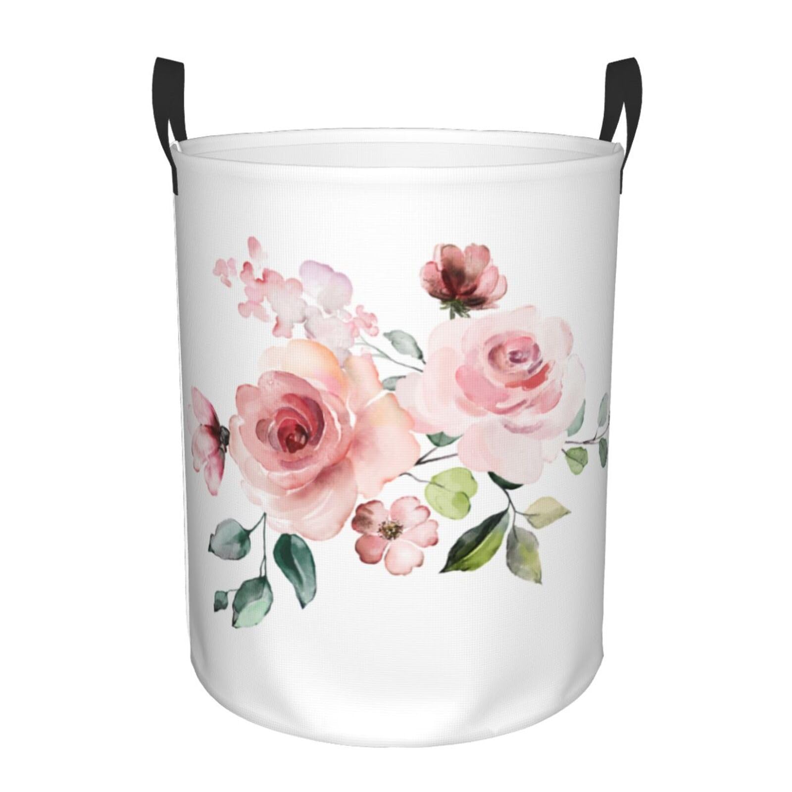 Laundry Basket Watercolor Rose Laundry Hamper Waterproof Idea Hampers Large Collapsible Baskets with Handle Suitable for Bedroom Bathroom Utility Room Kitchen