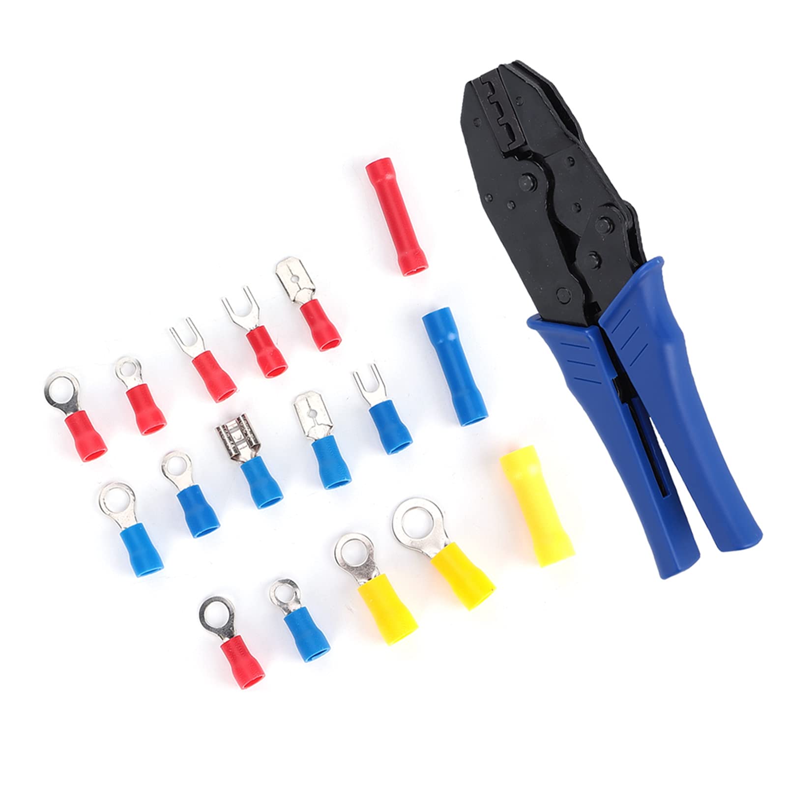280 delige krimpconnectorset, elektrisch geïsoleerde krimpklemmen, ring vork spade aansluiting   mannelijke en vrouwelijke spade connectoren, messing, rood, blauw, geel