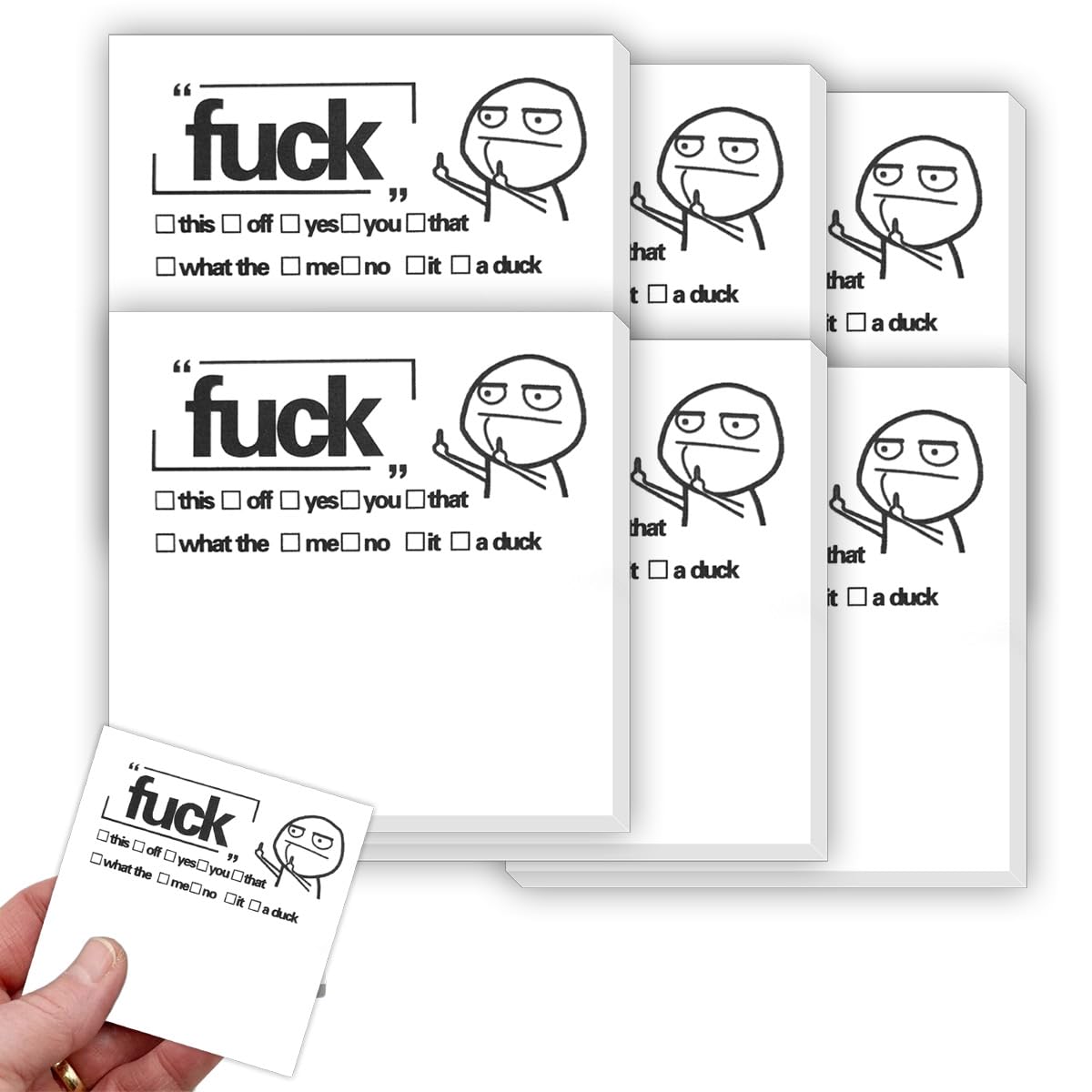 Funny Fuck Sticky Notes for Work, Novelty Memo Pads Sticky Note, Middle Finger Sticky Notes for Adults, Office Desk Accessory Gifts for Co-Workers, Friends, Boss, Funny Office Supplies (300 Sheets)