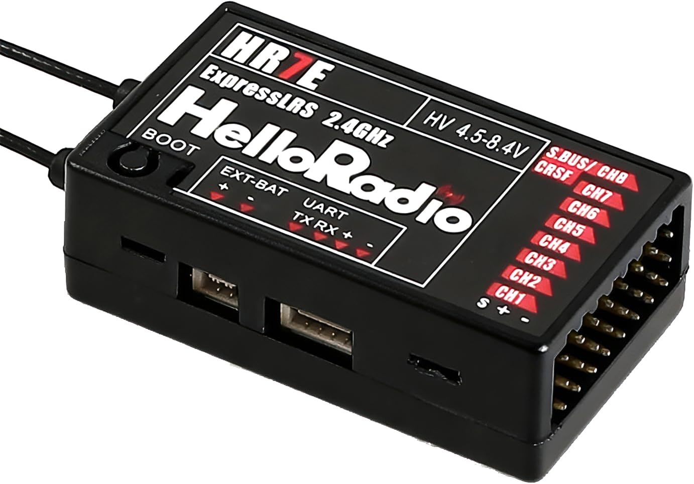 HelloRadio 8CH ELRS PWM Receiver 2.4GHz HR7E ExpressLRS Receiver Module for FPV Fixed Wing RC Airplane Car Boat Vehicles