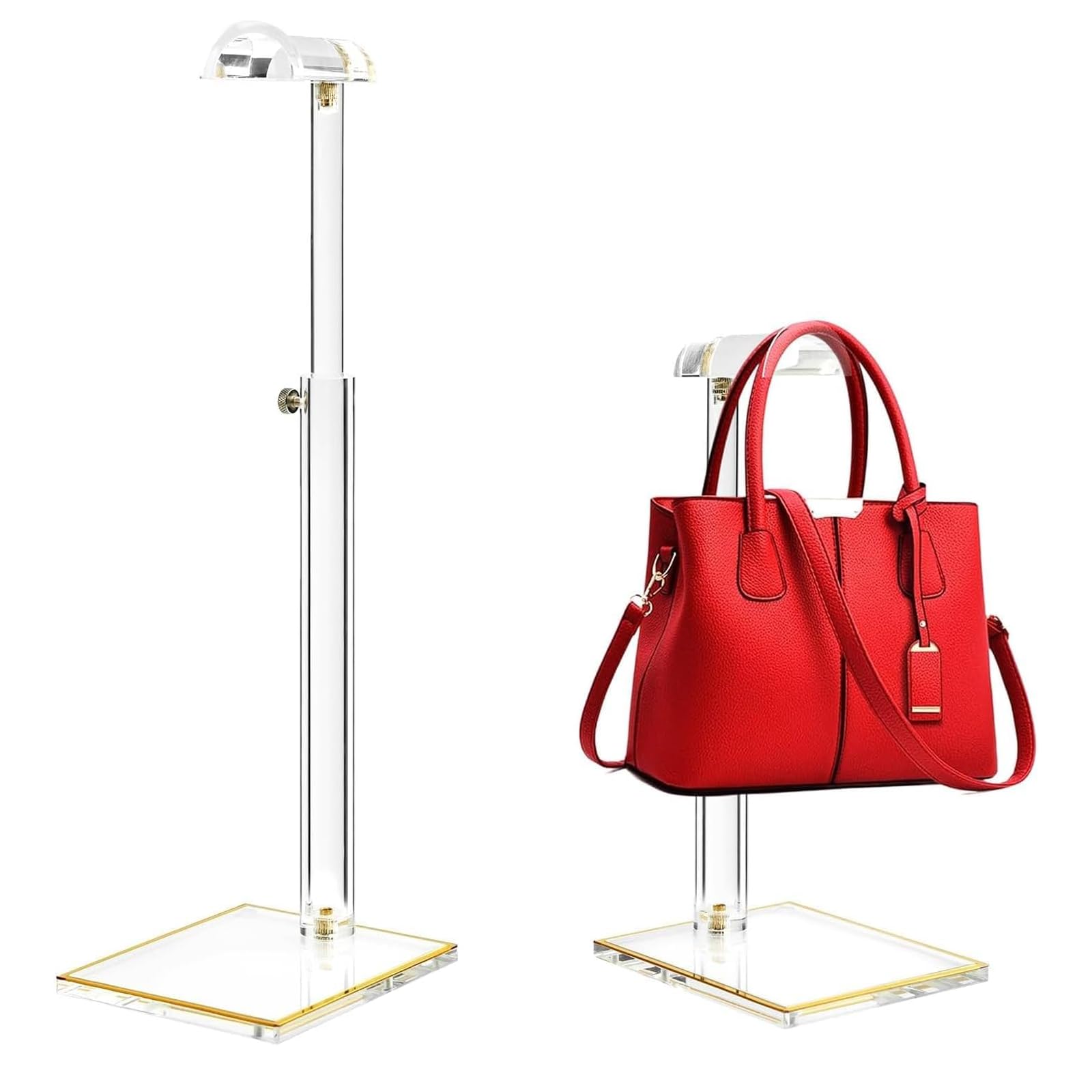 2 Pièces Porte Sac à Main Table Adjustable, Support Rangement Sac à Main Transparent, Présentoir pour Sac à Main, Sac de Soirée, Pochette, Accroche-Sacs pour Armoire, Commerce, Exposition