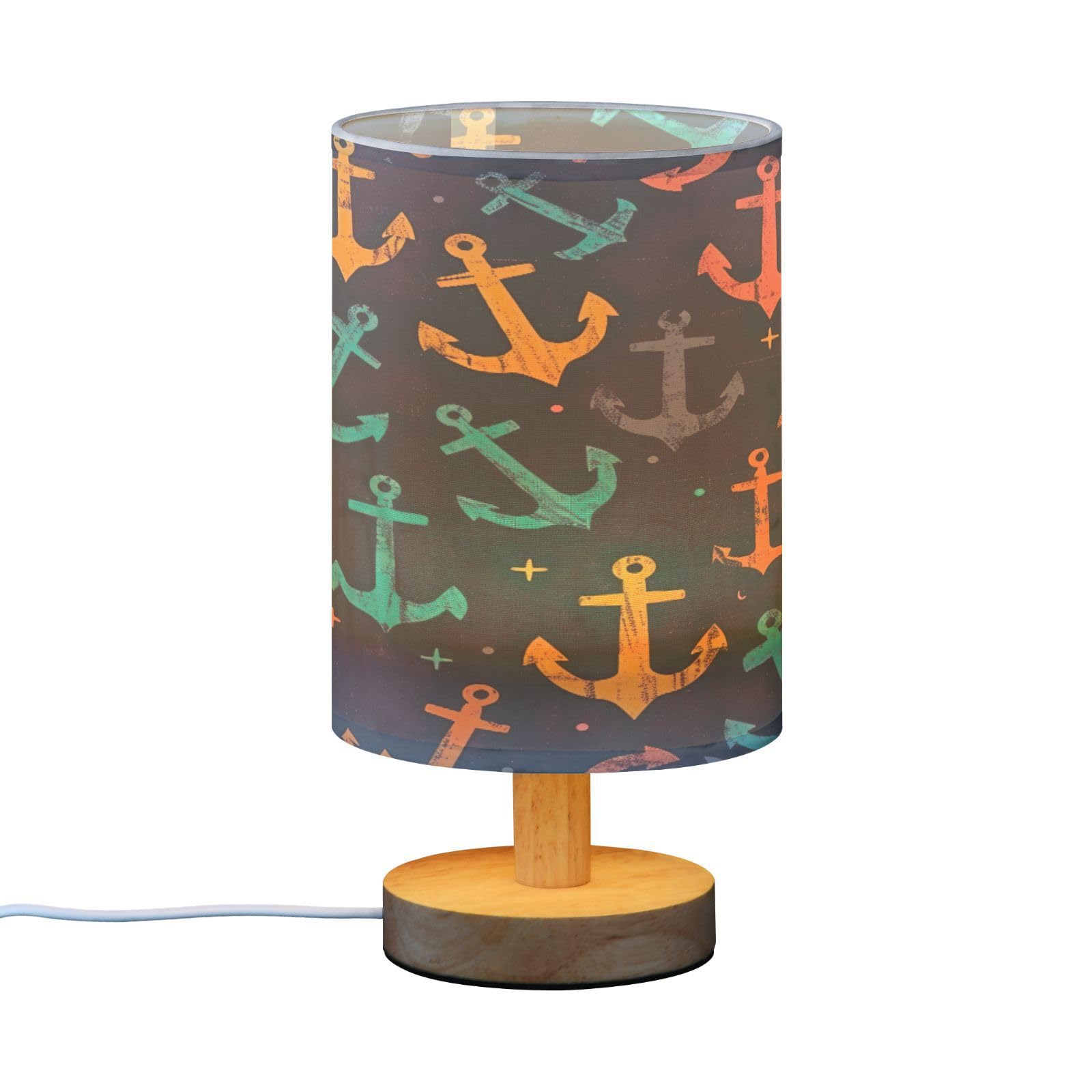 SKYSHU Petite Lampe De Chevet LED En Marbre Violet Avec Base En Bois Antidérapante Et Abat-jour Agréable Pour Les Yeux Pour Salon, Chambre à Coucher, Dortoir, Maison, Bureau