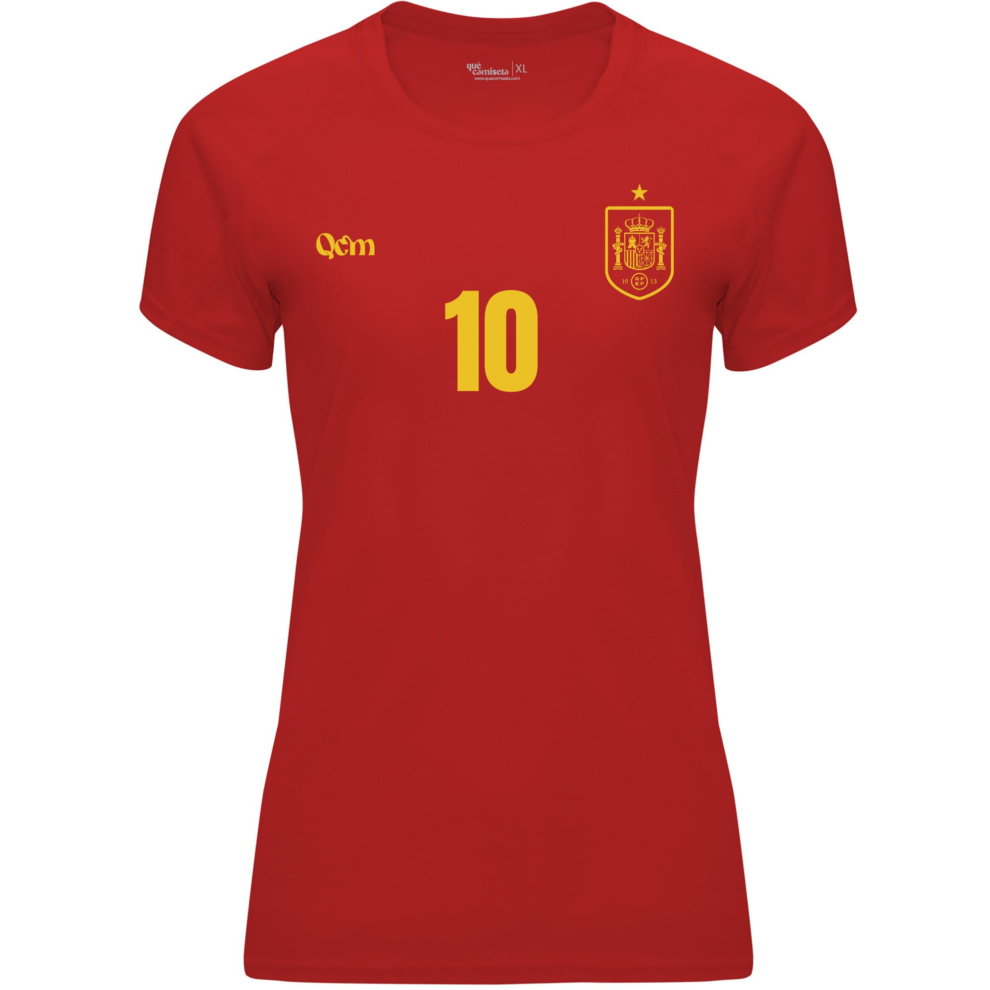 Camiseta Fútbol España Mujer – Personalizada con Nombre y Número – con Escudo – No Oficial