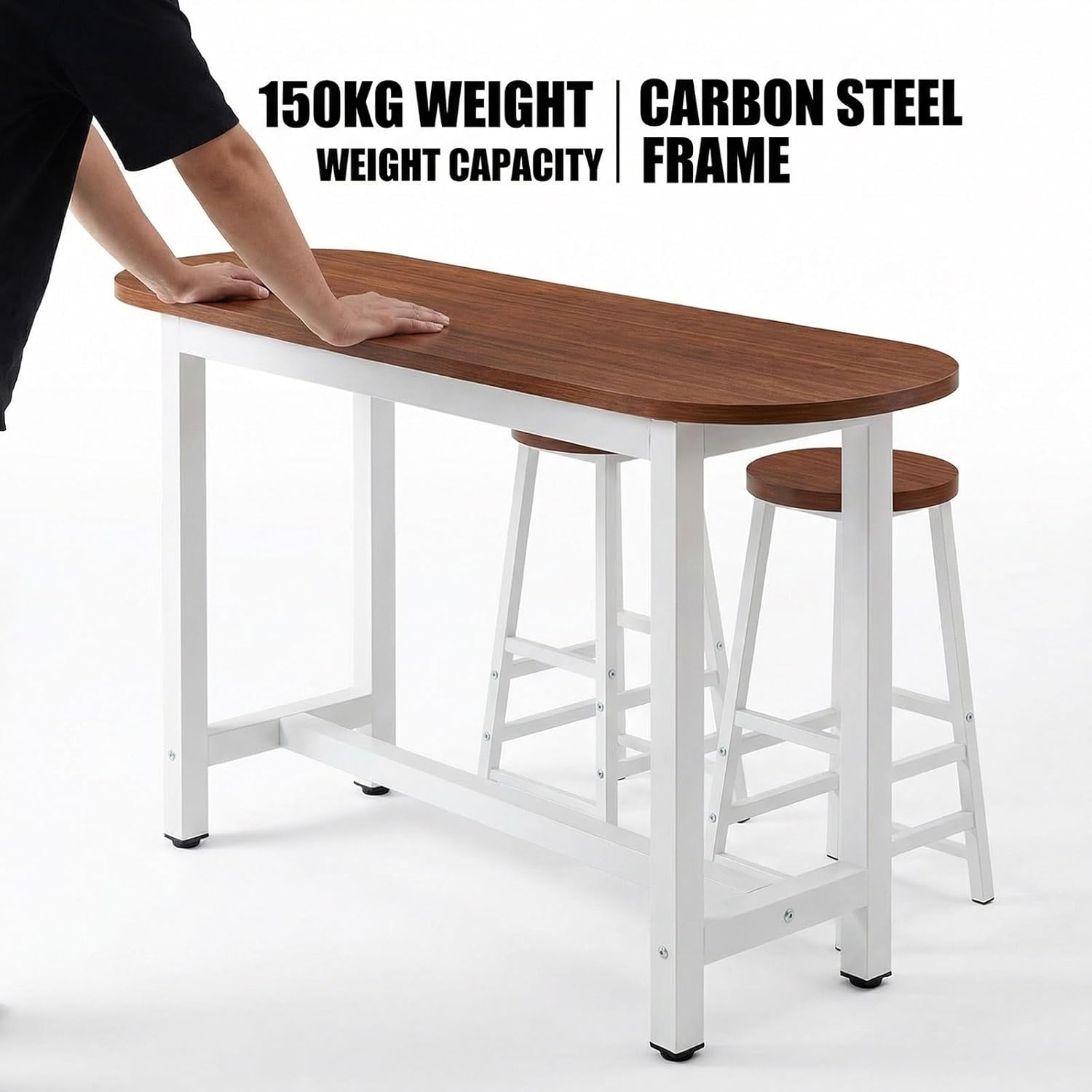Bar Table,Kitchen Breakfast Bar,Breakfast Bar Table with Footrest,16mm Thick,Length 120/140/160cm,Easy Assembly,for Small Spaces Breakfast Nook,Home Kitchen Dining,Pub