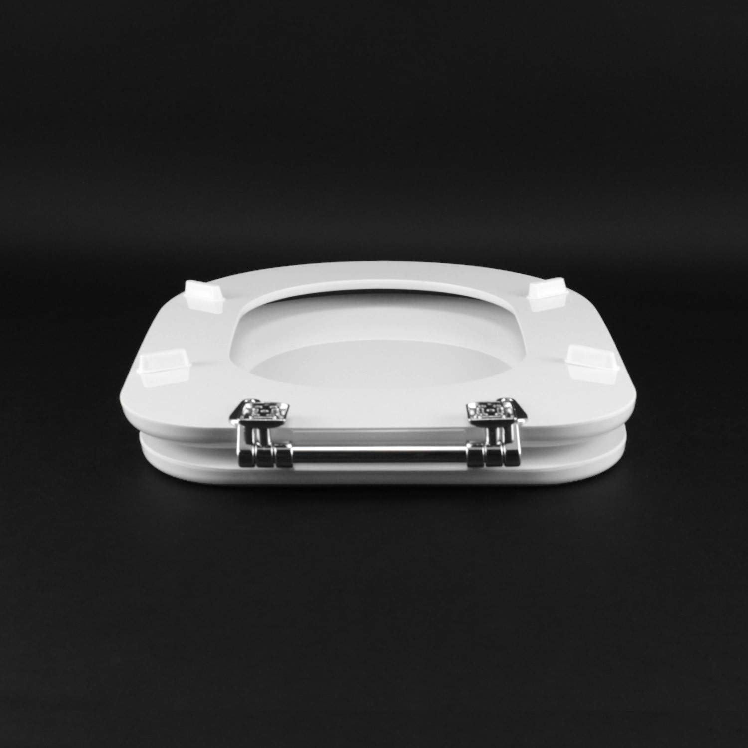 IDROTOP Copriwater per Cesame Epoque come Originale, Bianco, Forma a D | Anima in legno, Poliestere lucido, Cerniera tubetto ottone cromato, Made in Italy