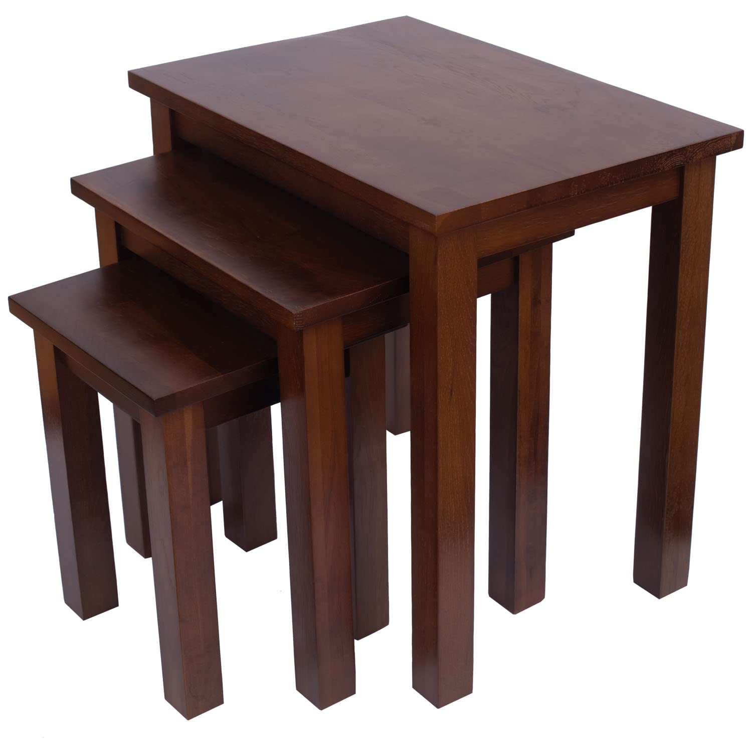 Aurotrice OAK Solid Nest of 3 Tables Small Wooden Side/End/Lamp Walnut Nesting Tables Coffee Table