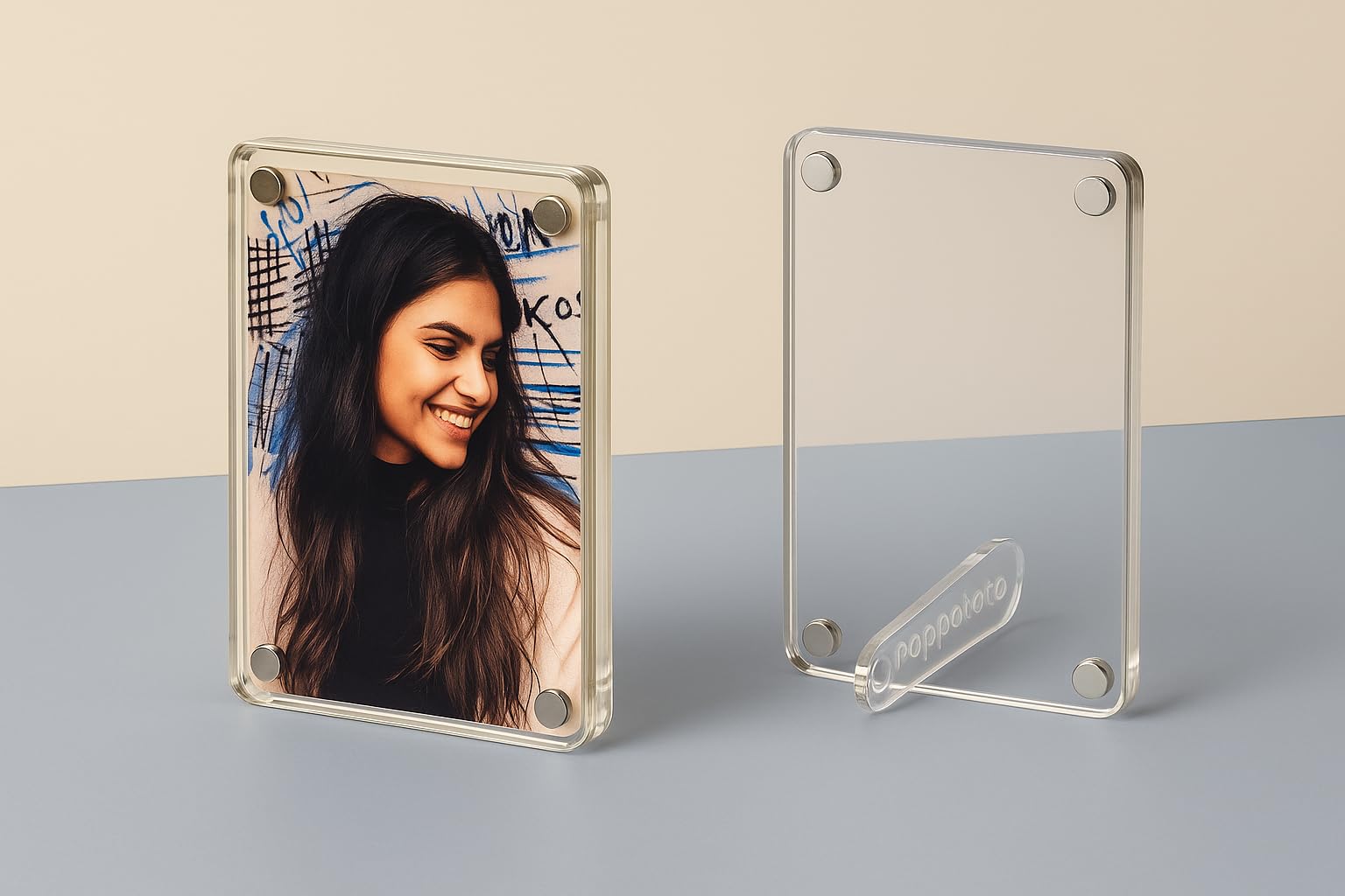 Acrylic Magnetic Photo Frame – Dual Use Mini Clear Standing Frame for Fridge & Desk | Double-Sided Floating Display | Strong Neodymium Magnets | 3.5x2.5 Inch - Pack of 1-image-10