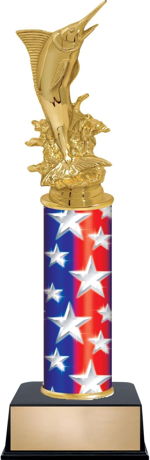 Customizable 11.5" Marlin Fish Pennant Star Trophy Award, Engrave Now