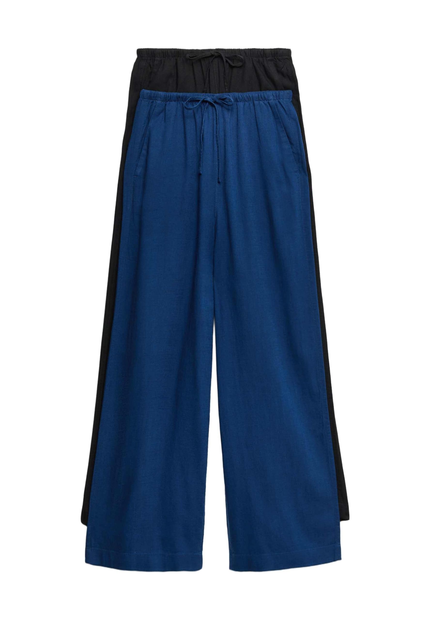 Marks & Spencer Damen Hose 2er-Pack Regular | Mit mittlerem Bund, Beinform: Weites Bein, Waschung: Mittelblau, Zum Reinschlüpfen, Leicht