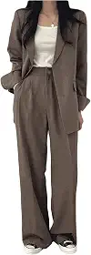 Terno Calças Terno Jaqueta Feminina Slim Casual, Camelo, XXG