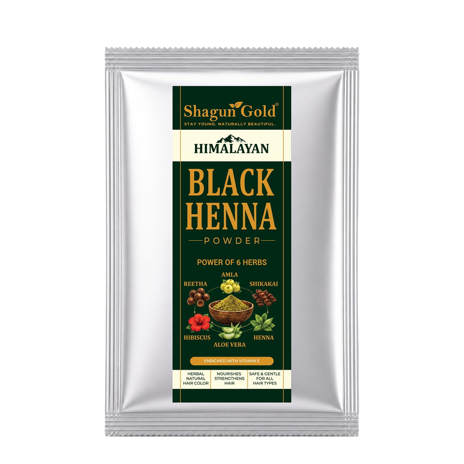 Shagun Gold Himalayan Black Henna Hair Colour Powder, Henna Powder for Hair Colour Black henna with Aloe Vera, 250 g Pack-image-19