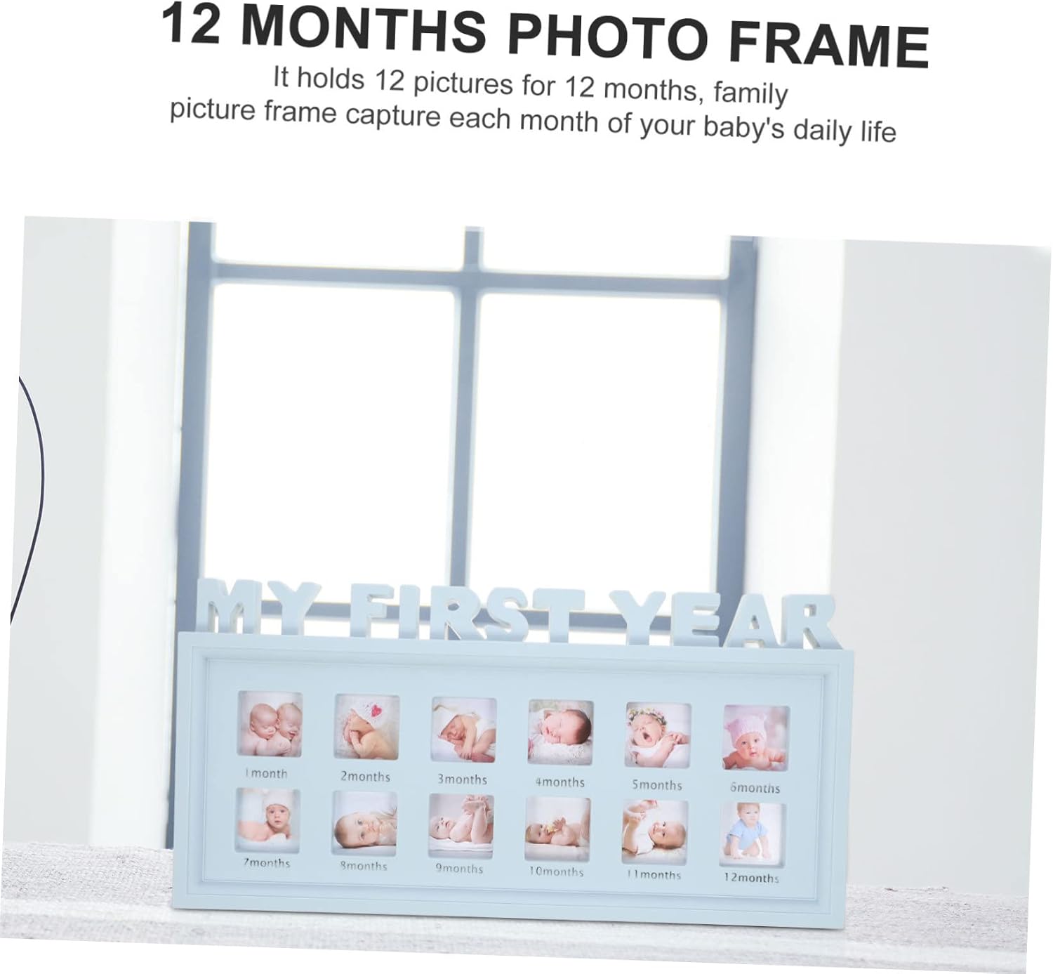Abaodam Keepsake Picture Frame Months Photo Holder for Nursery Decor and Shower Elegant Design for Cherishing Newborn Memories