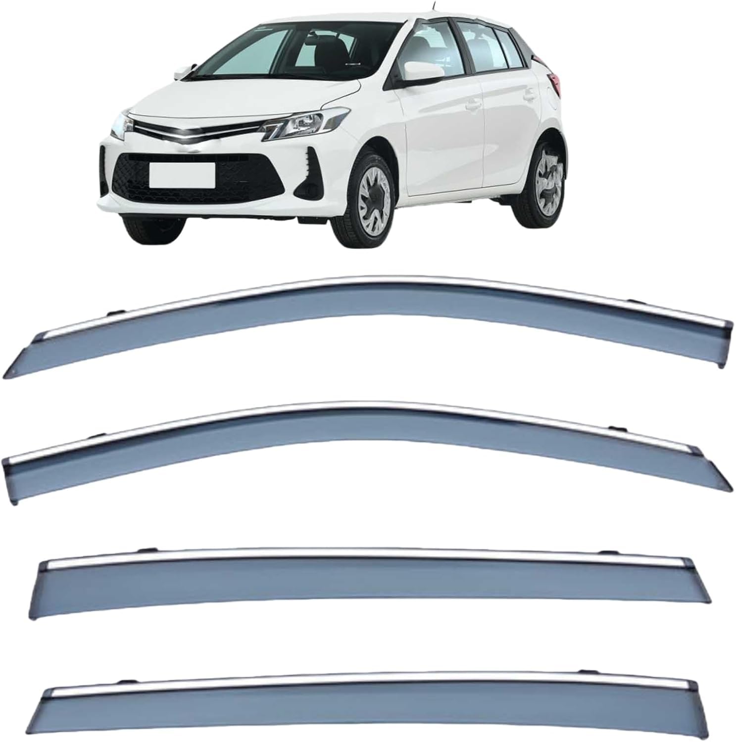 Plakdfuu Normal Wind Deflectors Rain Guards For Vios Fs Hatchback Mk3-Xp150 2016-2024 4Pcs, Side Window Visors Block Uv & Rain, Fresh Air Flow