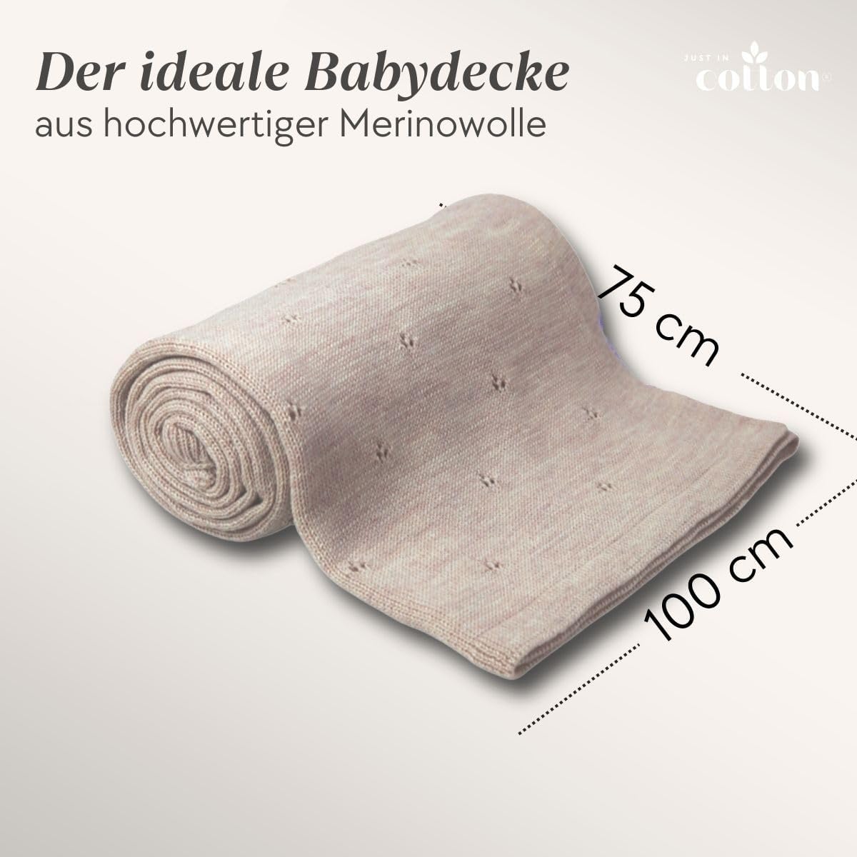 Babydecke Merinowolle 75x100cm Premium Baby Decke | 100% Merino Wolle, Einschlagdecke Babyschale, Winterdecke für Neugeborenen Newborn Baby Kleinkind Kind