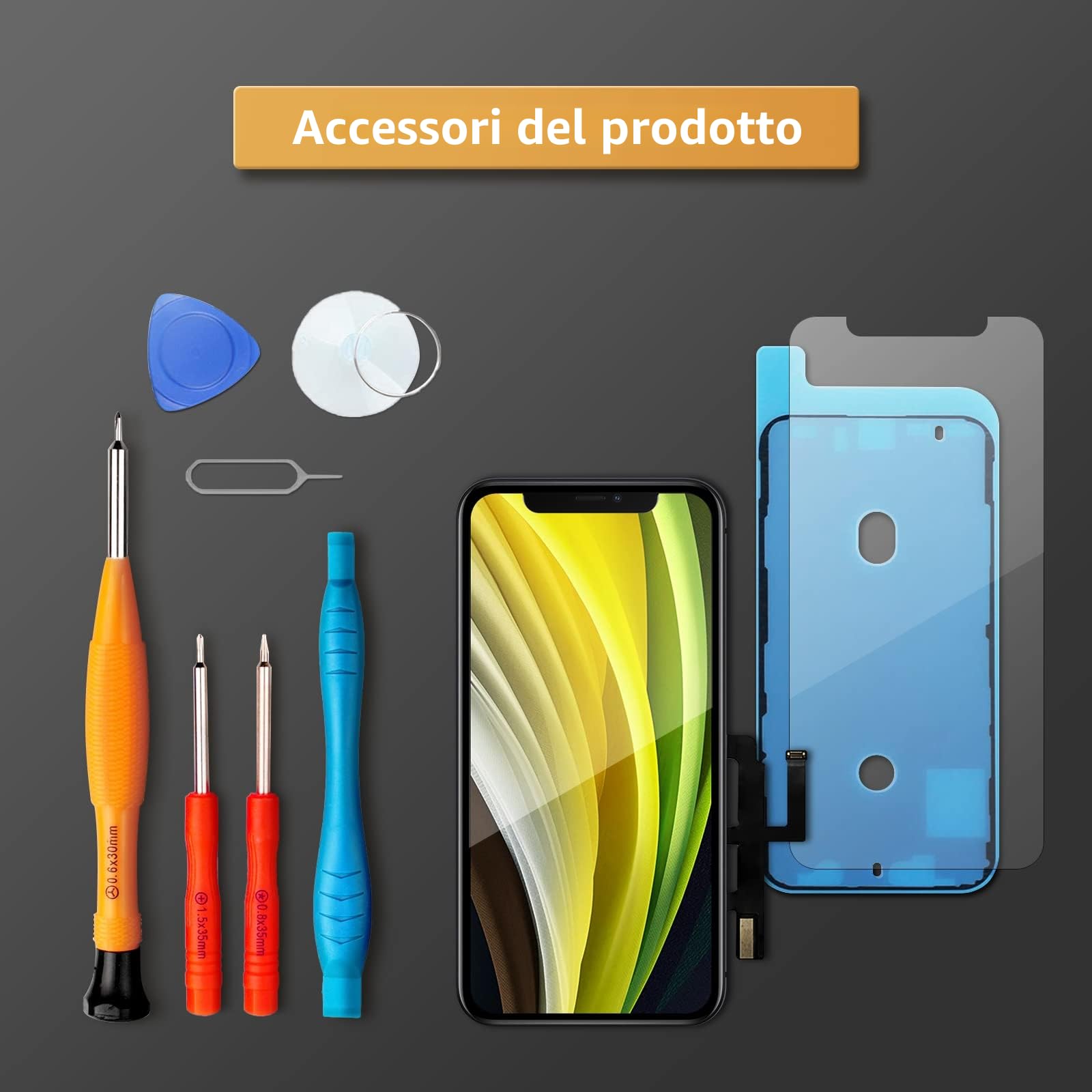 LL TRADER Display per iPhone 11 LCD 6,1'' FHD Sostituzione schermo 3D Touch Digitizer Assembly e Kit di Riparazione (per i modelli A2111, A2223, A2221) (True Tone programmabile)