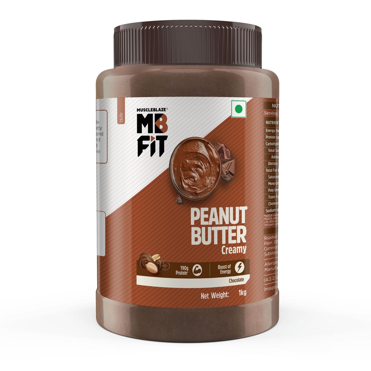 Fit Chocolate Peanut Butter (Creamy, 1kg) | High Protein | No Trans Fat, Energy Booster