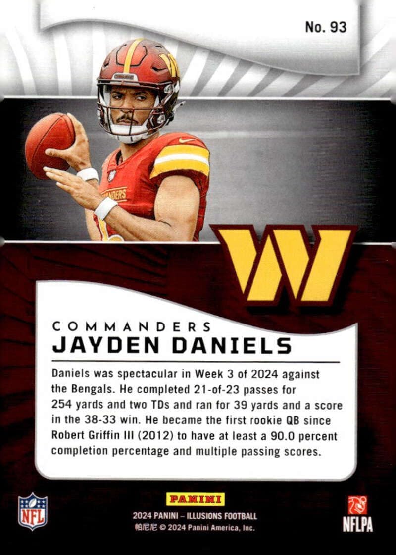 JAYDEN DANIELS RC 2024 Pa nini Illusions Collection /499 Trophy Collection Mirrored #93 ROOKIE Commanders NM-MT Football