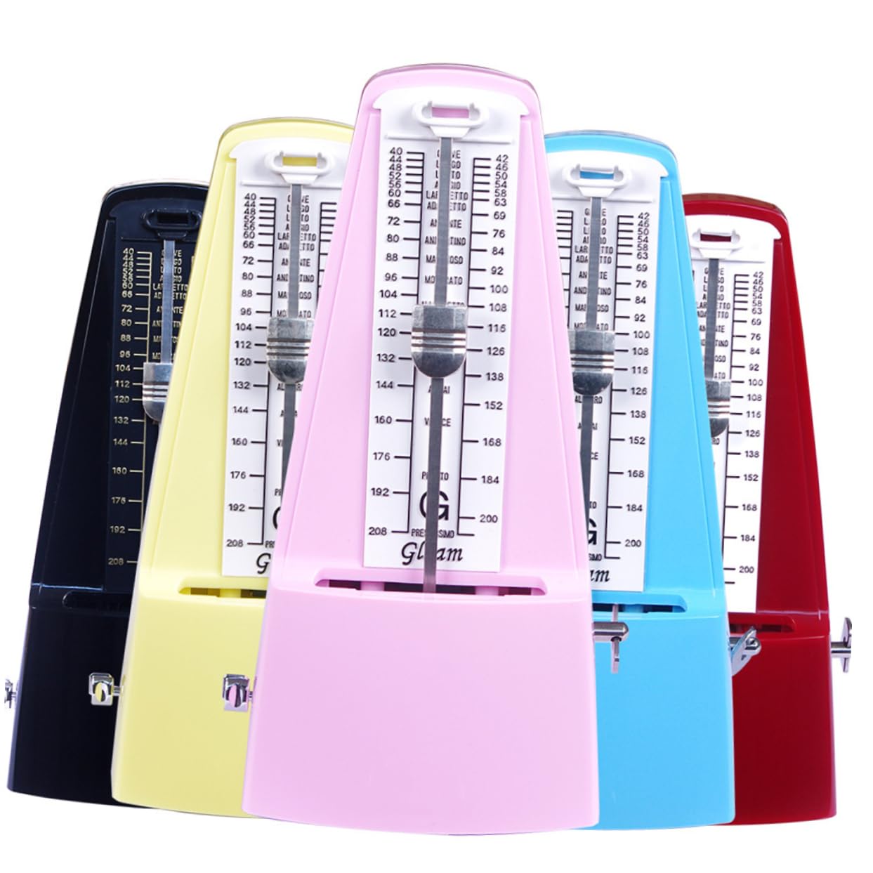 Métronome Mécanique à Clic Précis pour Piano, Rouge | Sonnerie de Cloche, Mécanisme à Remontage, Alliage Abs Pom Pps et Plaque en Fer