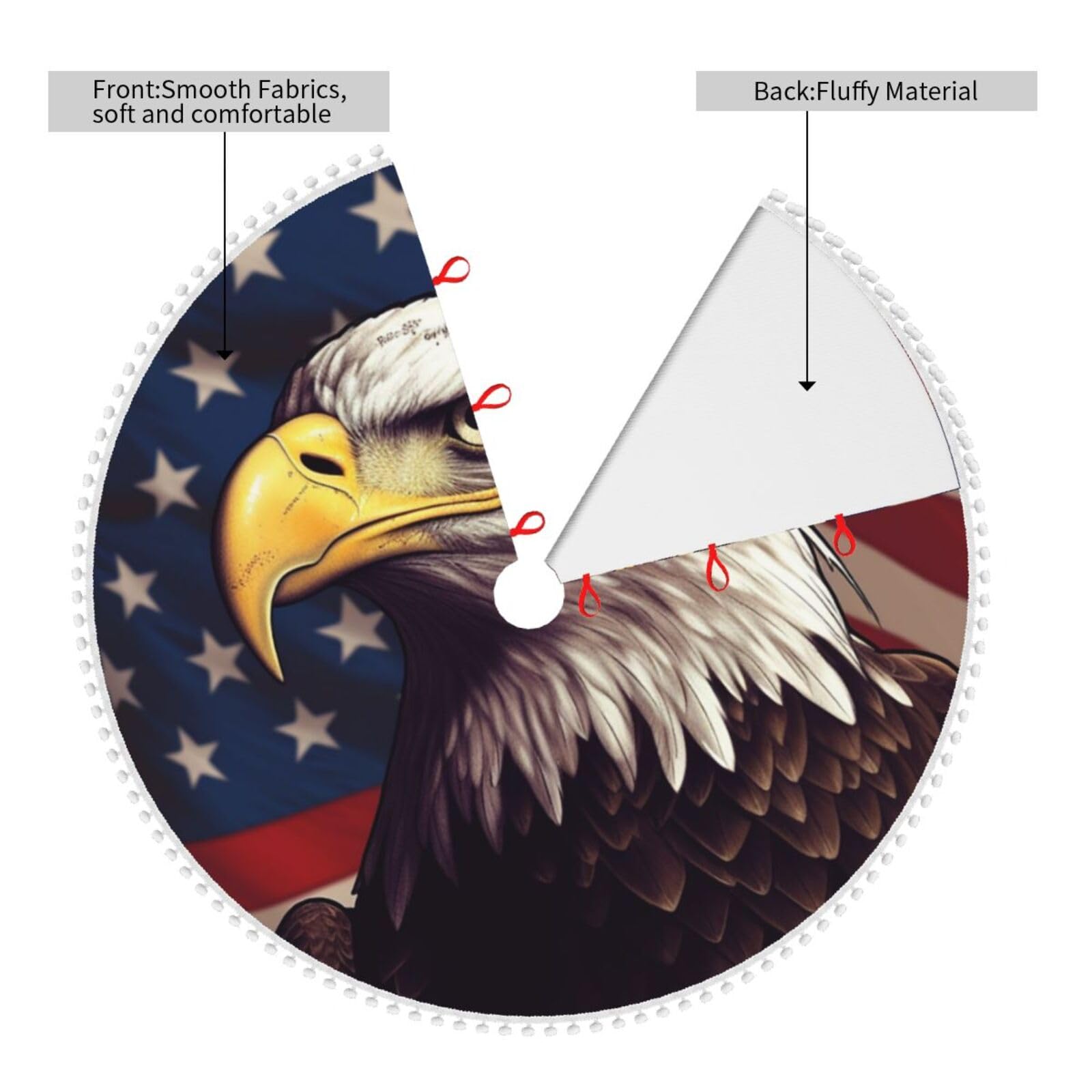 Patriotischer Adler-Baumrock – 120 Cm Oder 90 Cm Durchmesser, Polyester, Für Weihnachten, 4. Juli, Feiertagsdeko
