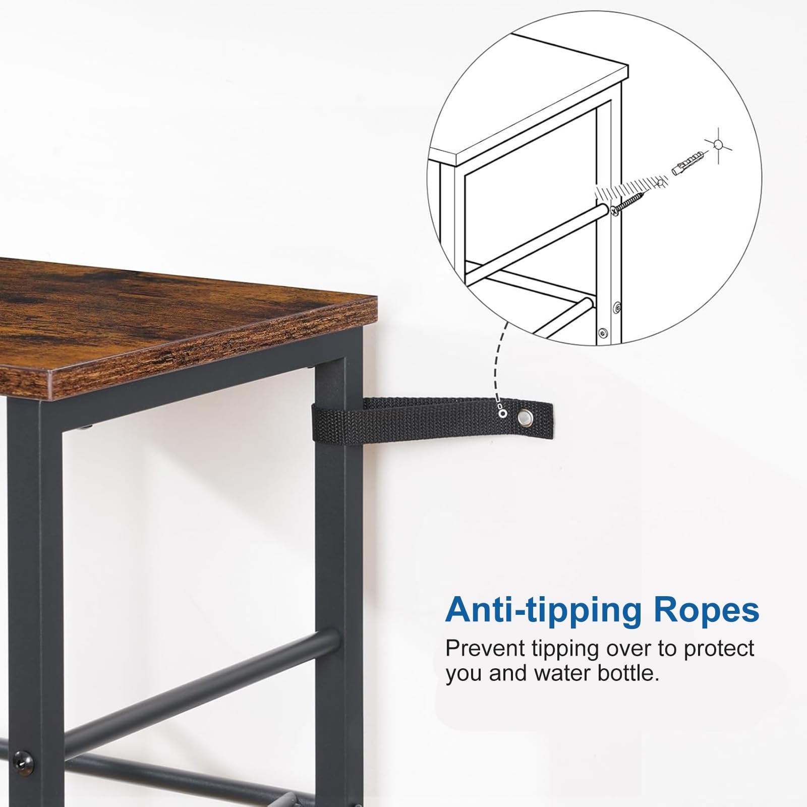 Soporte de metal para botellas de agua de 3 niveles, 100 cm de altura, color negro