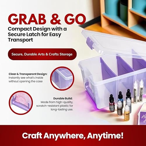 Miniatura 6 de ArtBin Semi Satchel - Organizador portátil para manualidades con 3 divisores, estuche de almacenamiento de plástico transparente para suministros de