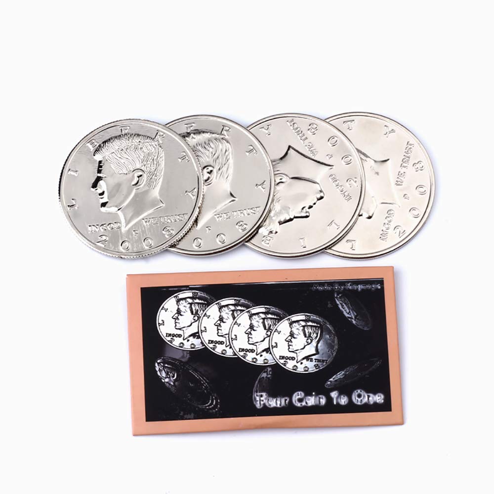 Jumbo Half Dollar Shells 3 + 1 Set(Dia 5.8cm) One Coin to Four Magic Tricks Magician Accessories Comedy Props Magic Gimmick